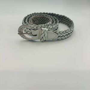 Vintage White Braided Leather Belt – Size XL